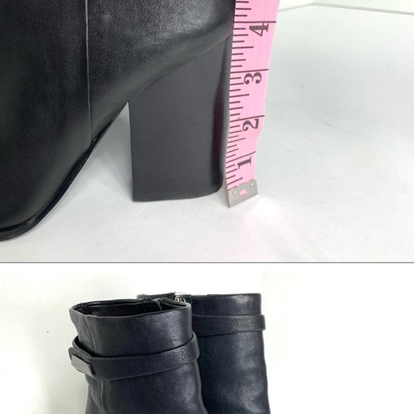 Vince Camuto black real leather high shaft block heel booties size 7.5 zipped - Picture 6 of 6
